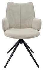 Beige Fabric Swivel Dining Chair Black Legs - Home Furniture Interiors