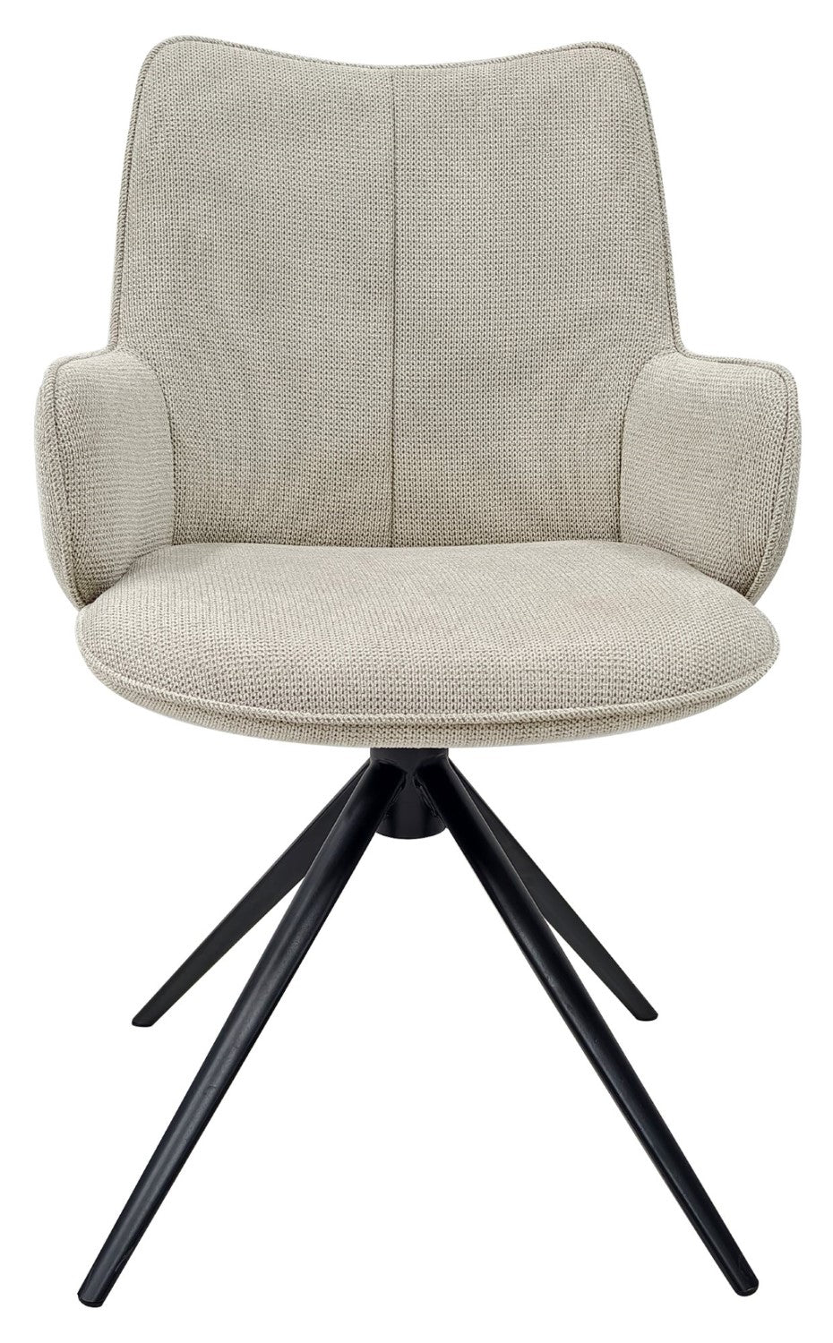 Beige Fabric Swivel Dining Chair Black Legs - Home Furniture Interiors