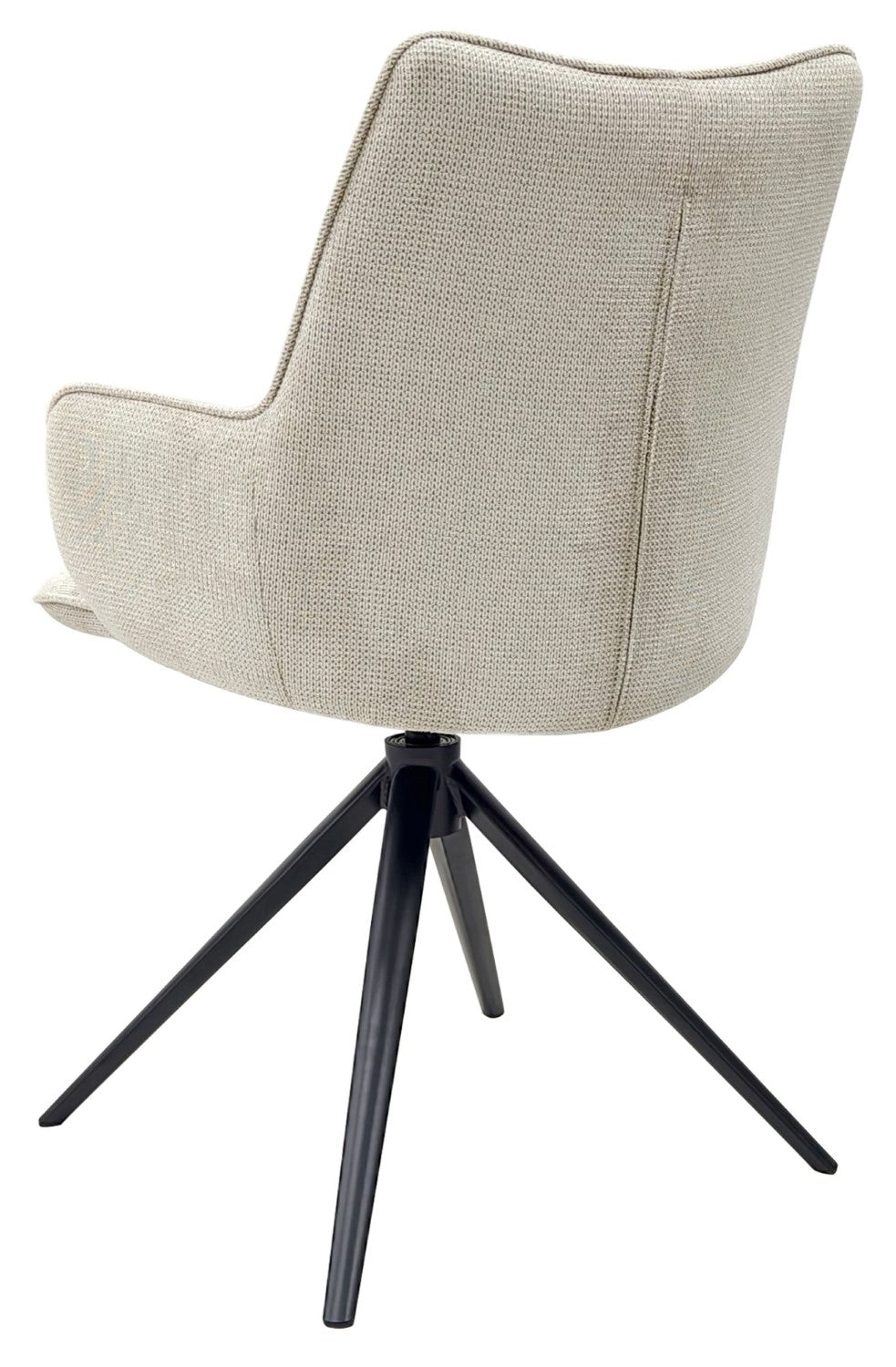 Beige Fabric Swivel Dining Chair Black Legs - Home Furniture Interiors