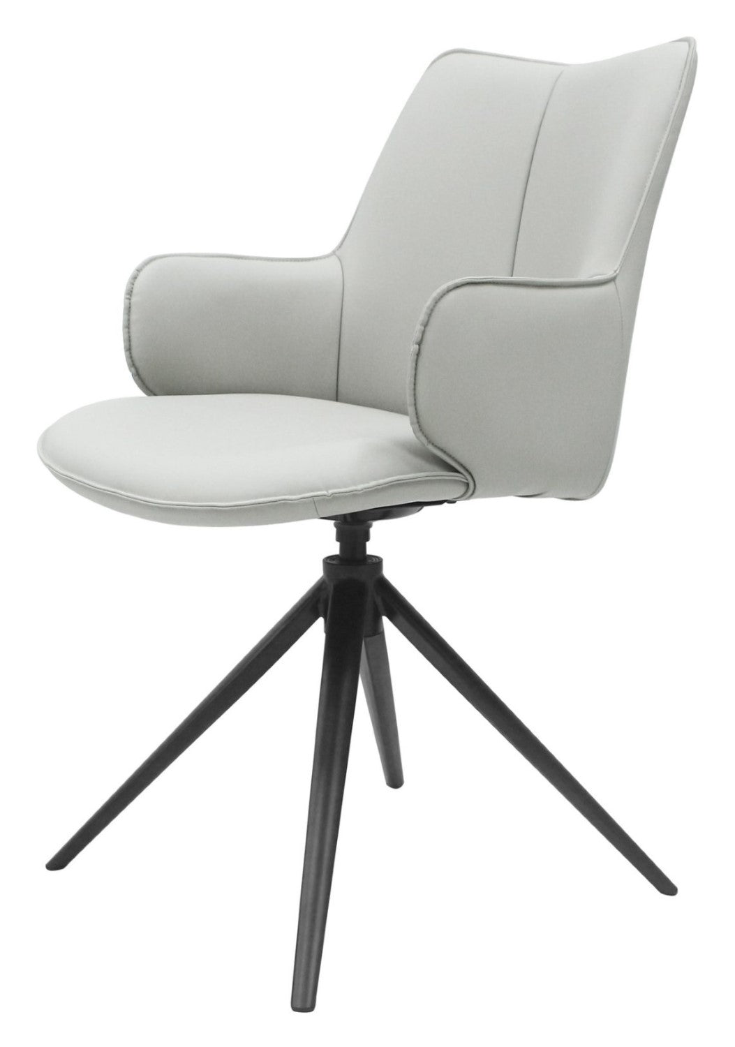 Light Grey Leather Effect Swivel Dining Chair Black Legs - Home Furniture Interiors