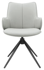 Light Grey Leather Effect Swivel Dining Chair Black Legs - Home Furniture Interiors