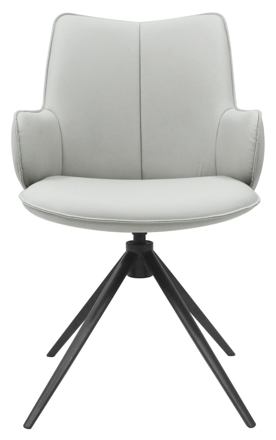 Light Grey Leather Effect Swivel Dining Chair Black Legs - Home Furniture Interiors