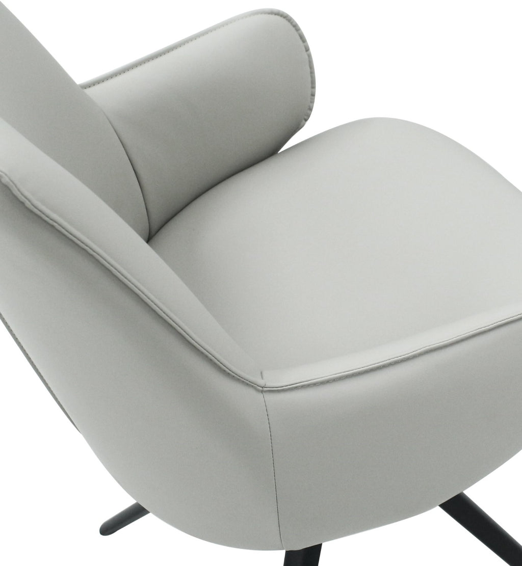 Light Grey Leather Effect Swivel Dining Chair Black Legs - Home Furniture Interiors