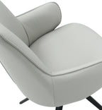 Light Grey Leather Effect Swivel Dining Chair Black Legs - Home Furniture Interiors