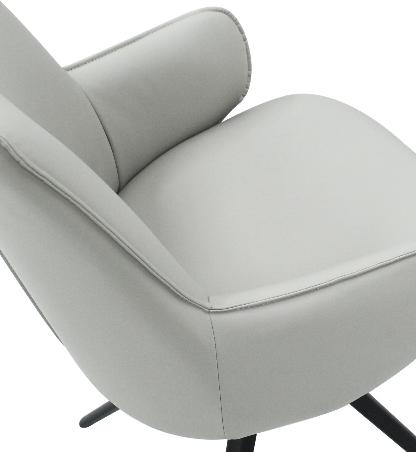Light Grey Leather Effect Swivel Dining Chair Black Legs - Home Furniture Interiors