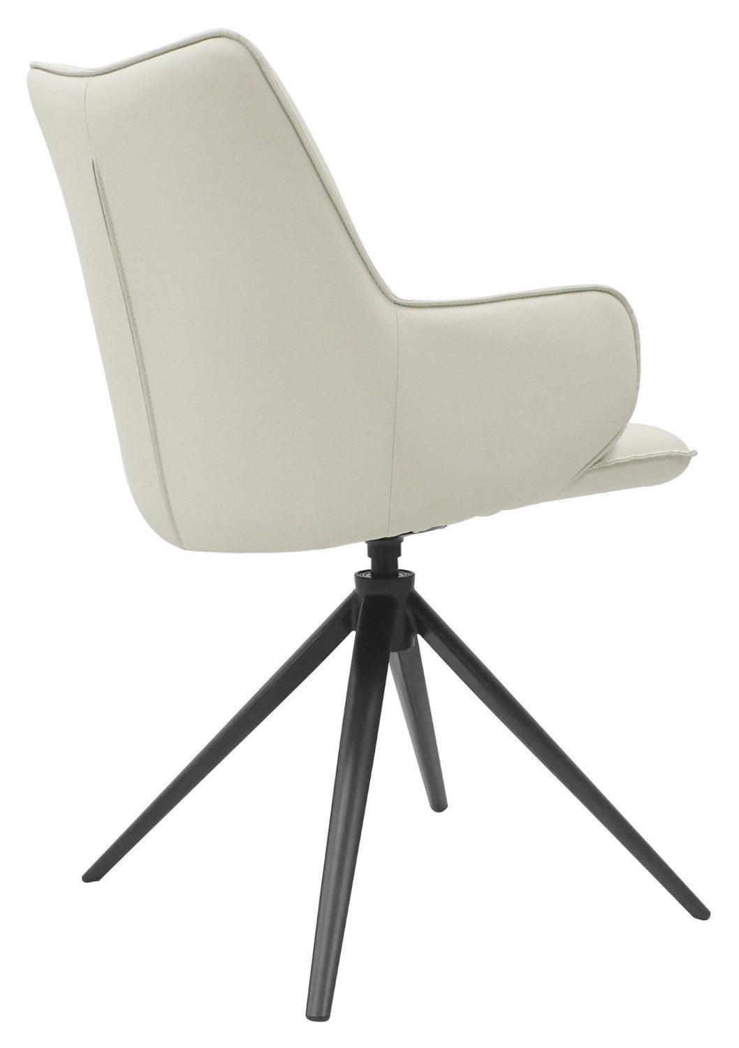 Ivory Leather Effect Swivel Dining Chair Black Legs - Home Furniture Interiors