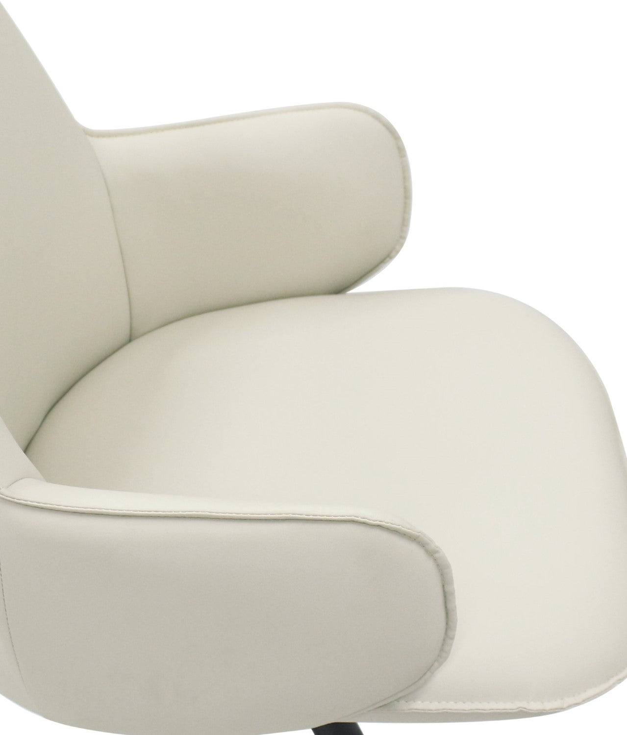 Ivory Leather Effect Swivel Dining Chair Black Legs - Home Furniture Interiors