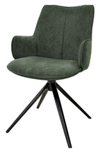 Green Fabric Swivel Dining Chair Black Legs - Home Furniture Interiors