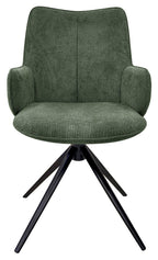 Green Fabric Swivel Dining Chair Black Legs - Home Furniture Interiors