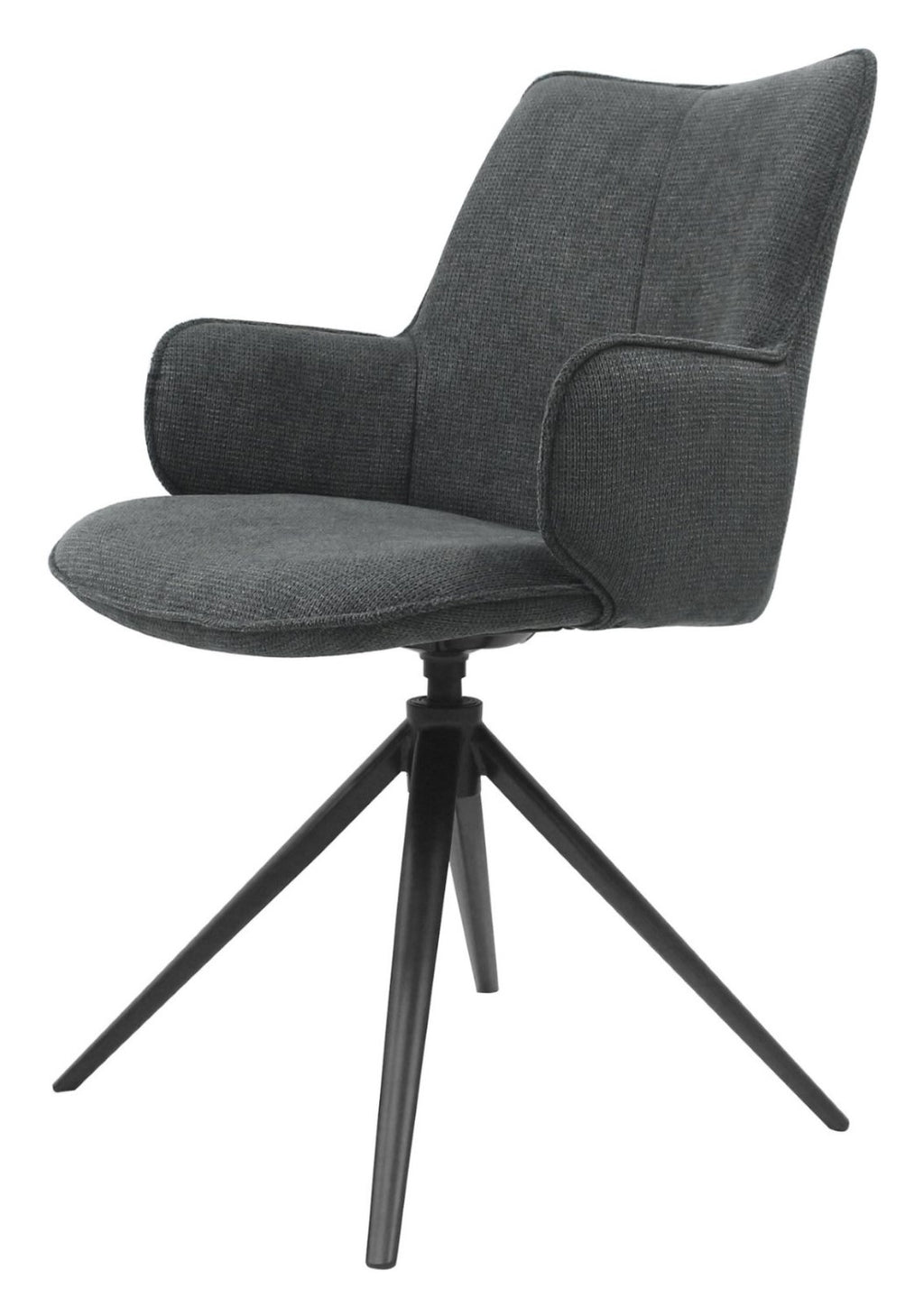 Grey Fabric Swivel Dining Chair with Black Legs - Home Furniture Interiors