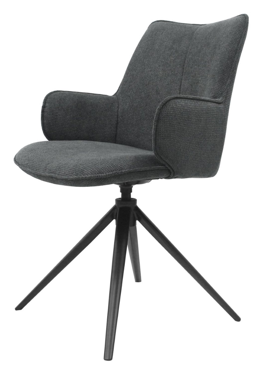 Grey Fabric Swivel Dining Chair with Black Legs - Home Furniture Interiors
