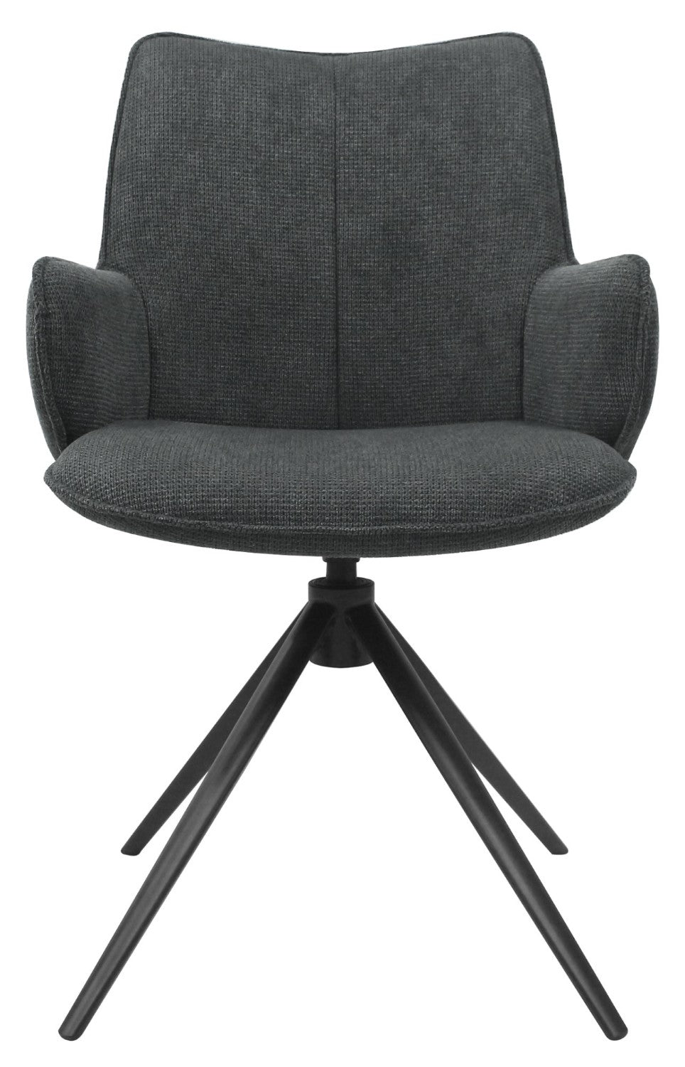 Grey Fabric Swivel Dining Chair with Black Legs - Home Furniture Interiors