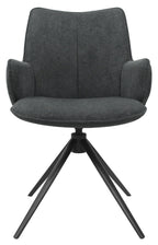Grey Fabric Swivel Dining Chair with Black Legs - Home Furniture Interiors