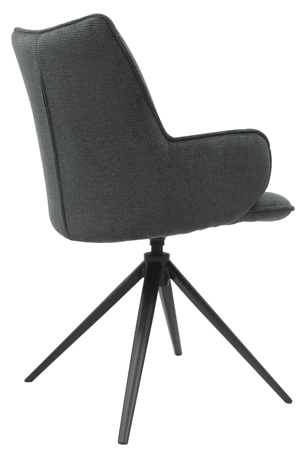 Grey Fabric Swivel Dining Chair with Black Legs - Home Furniture Interiors