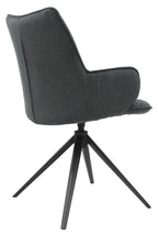 Grey Fabric Swivel Dining Chair with Black Legs - Home Furniture Interiors