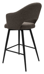 Sterling Brown Boucle Fabric Swivel Bar Stool with Black Legs (Single) - Home Furniture Interiors