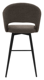 Sterling Brown Boucle Fabric Swivel Bar Stool with Black Legs (Single) - Home Furniture Interiors