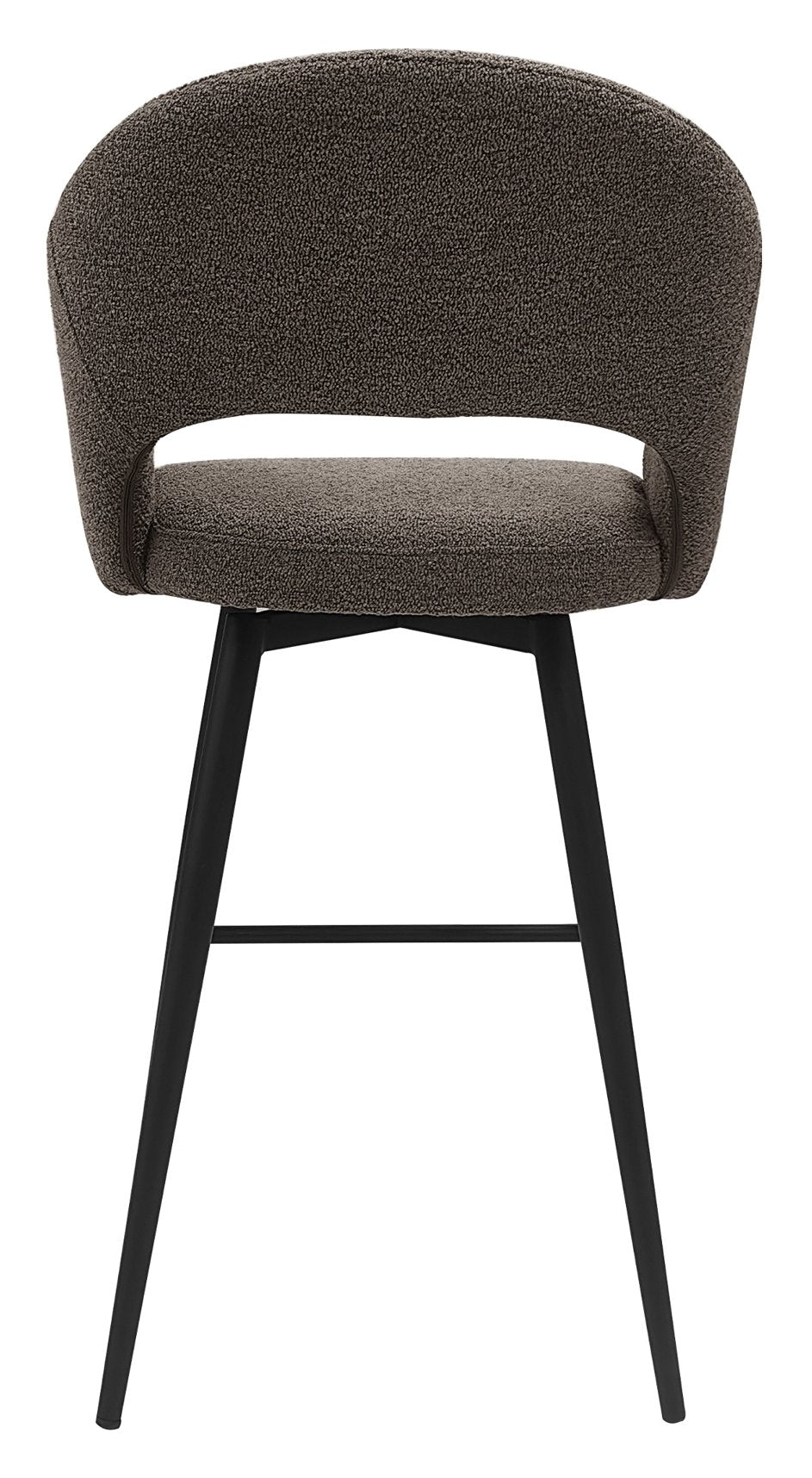 Sterling Brown Boucle Fabric Swivel Bar Stool with Black Legs (Single) - Home Furniture Interiors