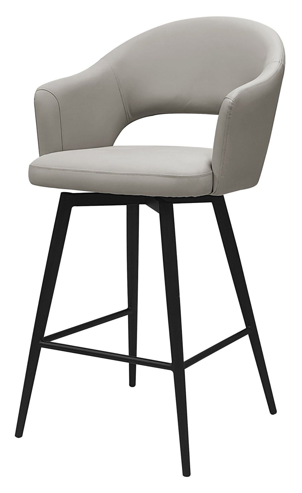 Sterling Light Grey Faux Leather Swivel Bar Stool with Black Legs (Single)