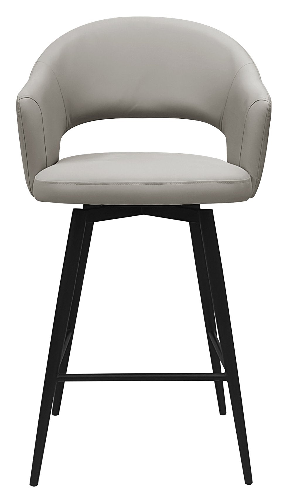 Sterling Light Grey Faux Leather Swivel Bar Stool with Black Legs (Single) - Home Furniture Interiors