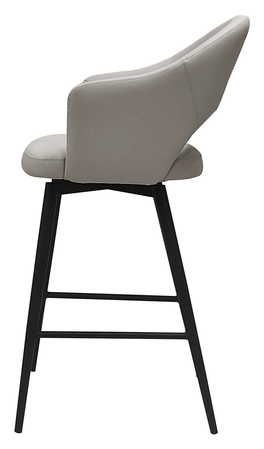 Sterling Light Grey Faux Leather Swivel Bar Stool with Black Legs (Single) - Home Furniture Interiors