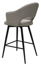 Sterling Light Grey Faux Leather Swivel Bar Stool with Black Legs (Single) - Home Furniture Interiors