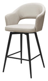 Sterling Ivory Faux Leather Swivel Bar Stool with Black Legs (Single)