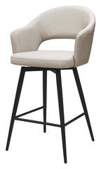 Sterling Ivory Faux Leather Swivel Bar Stool with Black Legs (Single)