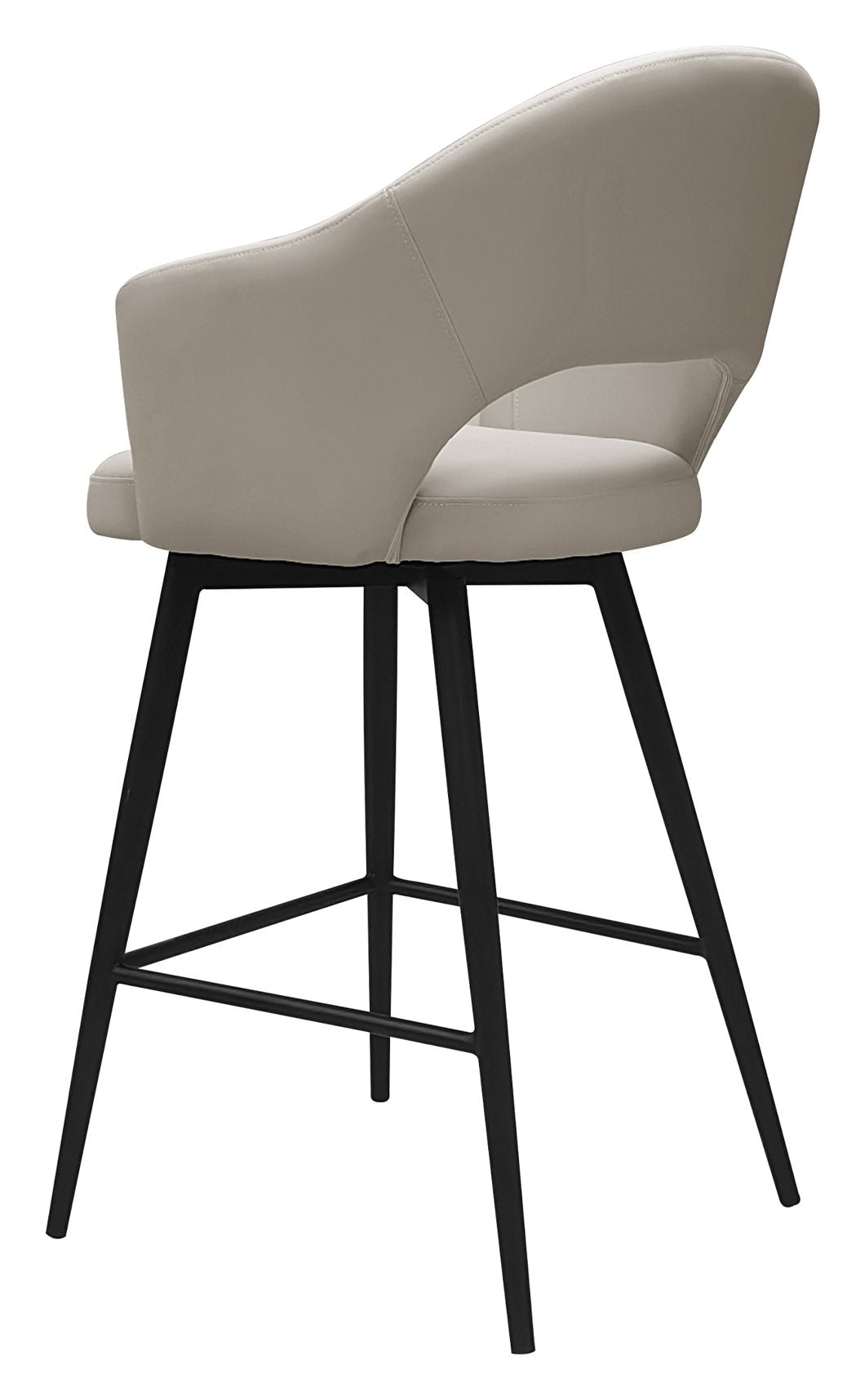 Sterling Ivory Faux Leather Swivel Bar Stool with Black Legs (Single) - Home Furniture Interiors