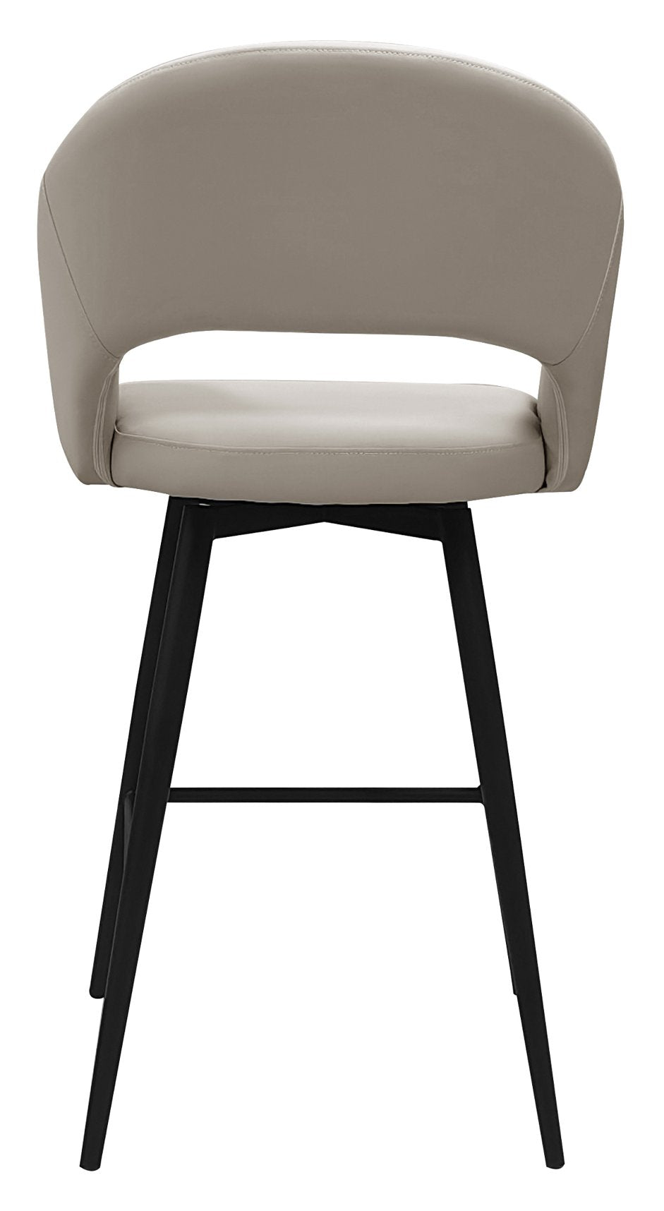 Sterling Ivory Faux Leather Swivel Bar Stool with Black Legs (Single) - Home Furniture Interiors