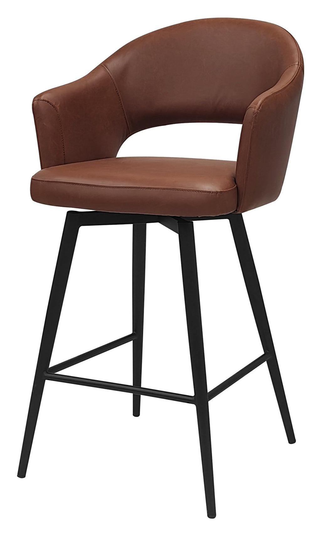 Sterling Tan Faux Leather Swivel Bar Stool with Black Legs (Single)