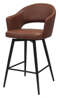 Sterling Tan Faux Leather Swivel Bar Stool with Black Legs (Single)
