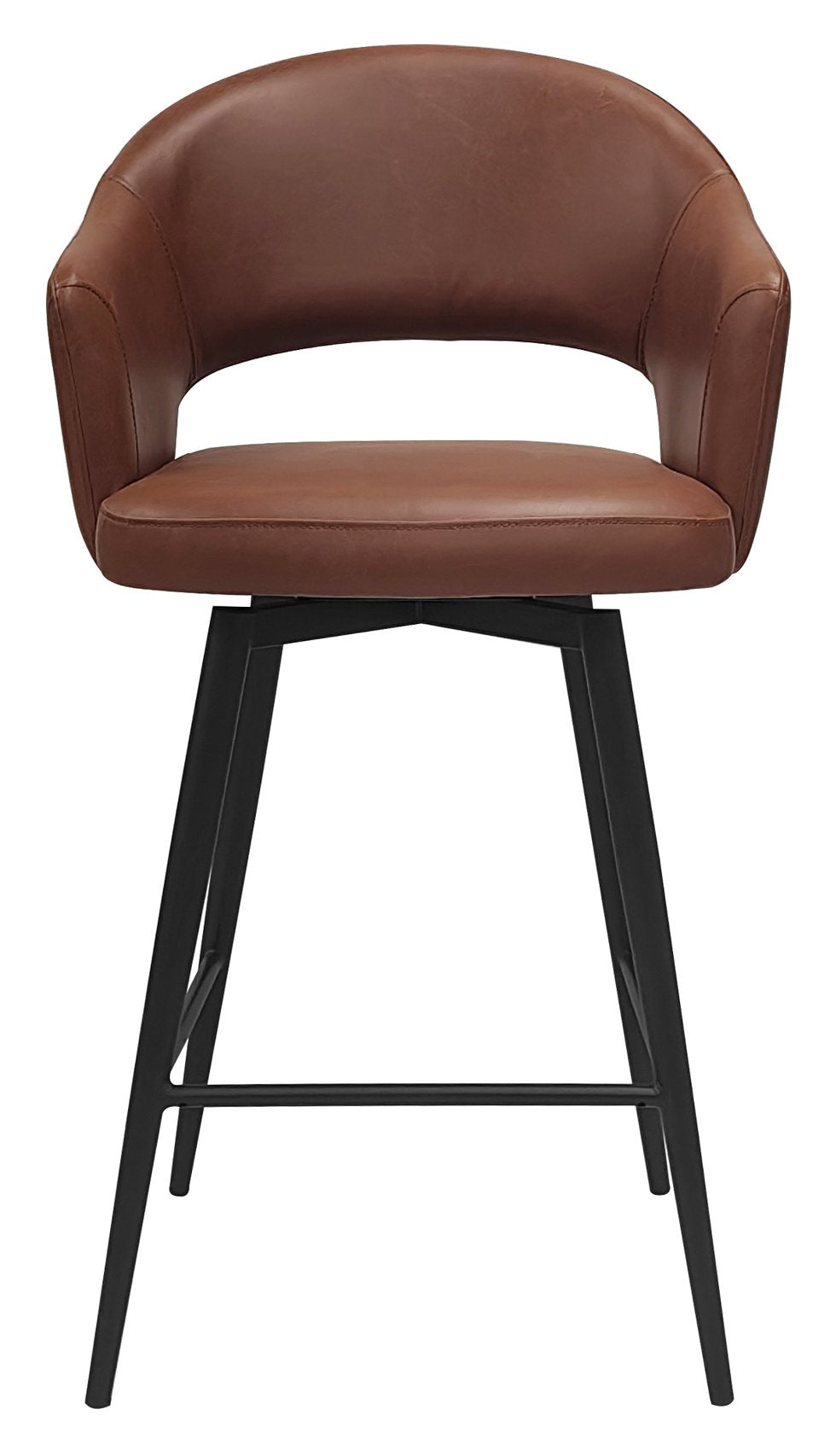 Sterling Tan Faux Leather Swivel Bar Stool with Black Legs (Single) - Home Furniture Interiors