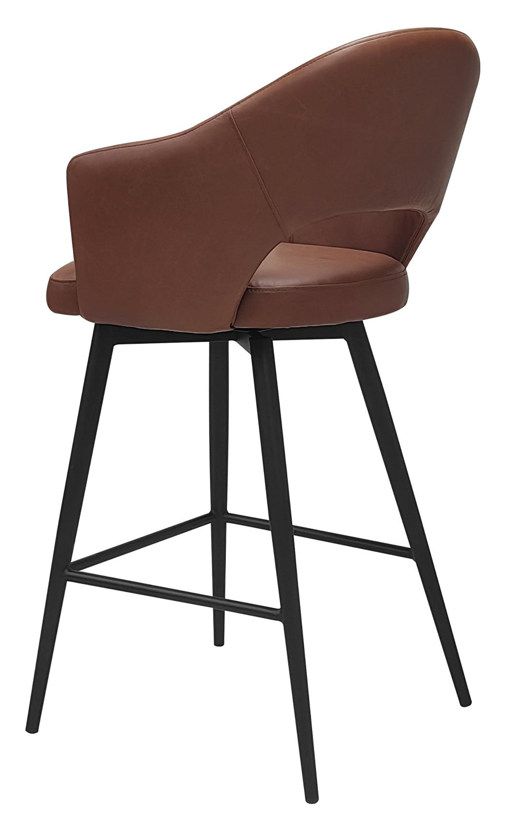 Sterling Tan Faux Leather Swivel Bar Stool with Black Legs (Single) - Home Furniture Interiors