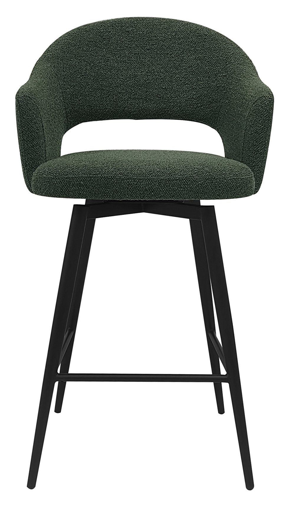 Sterling Green Boucle Fabric Swivel Bar Stool with Black Legs (Single) - Home Furniture Interiors