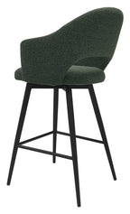 Sterling Green Boucle Fabric Swivel Bar Stool with Black Legs (Single) - Home Furniture Interiors