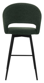 Sterling Green Boucle Fabric Swivel Bar Stool with Black Legs (Single) - Home Furniture Interiors