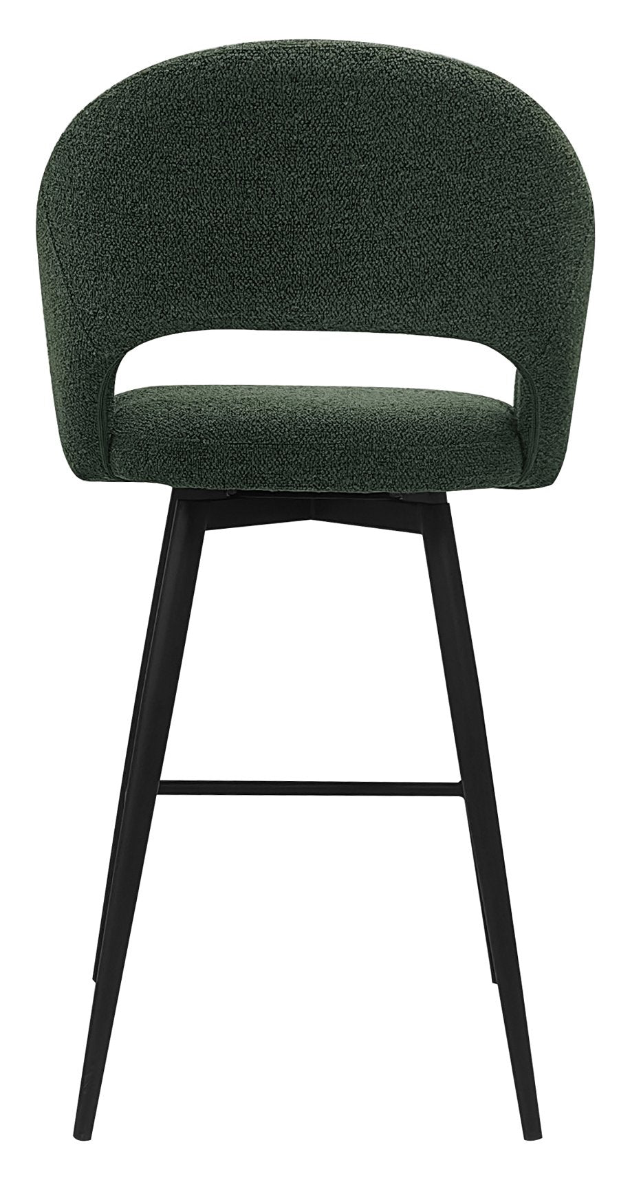 Sterling Green Boucle Fabric Swivel Bar Stool with Black Legs (Single) - Home Furniture Interiors