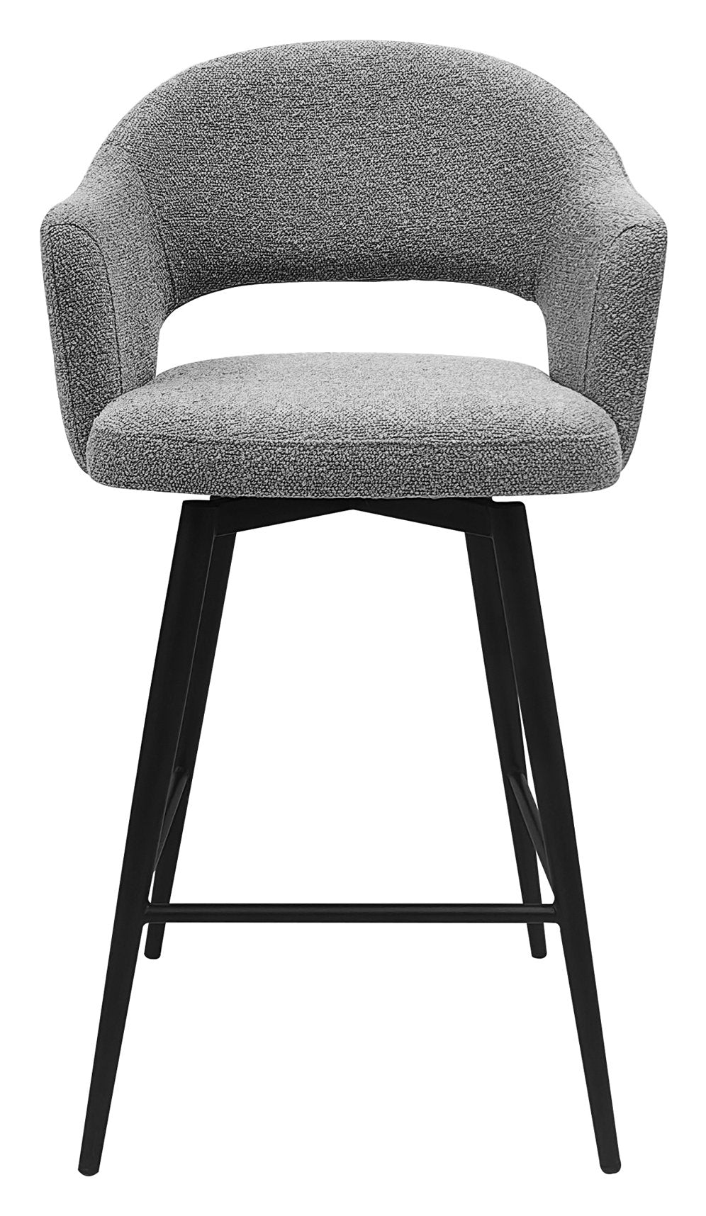 Sterling Grey Boucle Fabric Swivel Bar Stool with Black Legs (Single) - Home Furniture Interiors