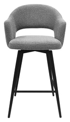 Sterling Grey Boucle Fabric Swivel Bar Stool with Black Legs (Single) - Home Furniture Interiors
