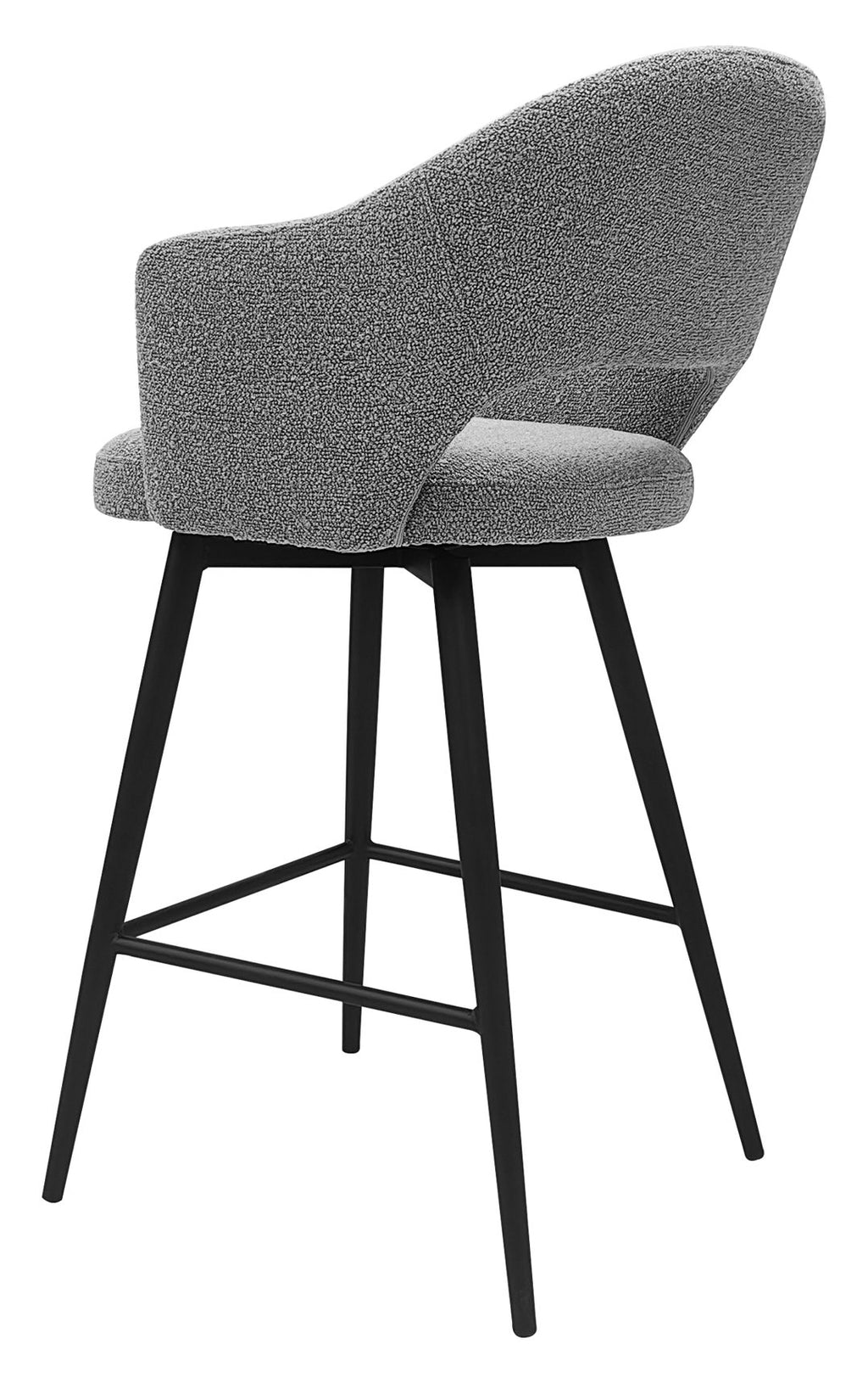 Sterling Grey Boucle Fabric Swivel Bar Stool with Black Legs (Single) - Home Furniture Interiors