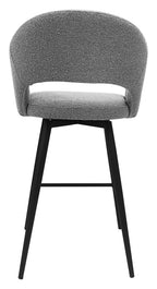 Sterling Grey Boucle Fabric Swivel Bar Stool with Black Legs (Single) - Home Furniture Interiors