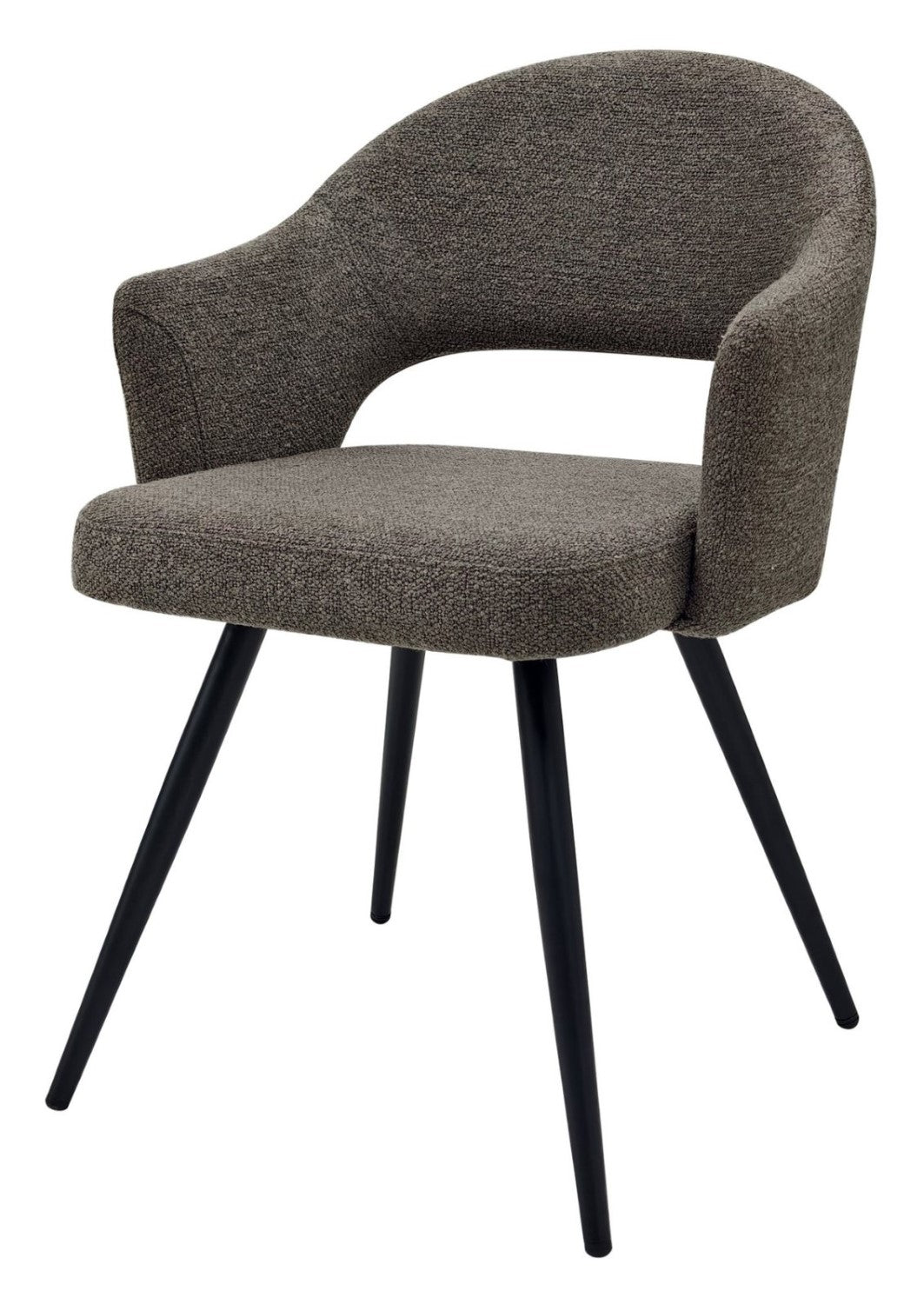 Brown Boucle Fabric Open Back Dining Chair - Home Furniture Interiors