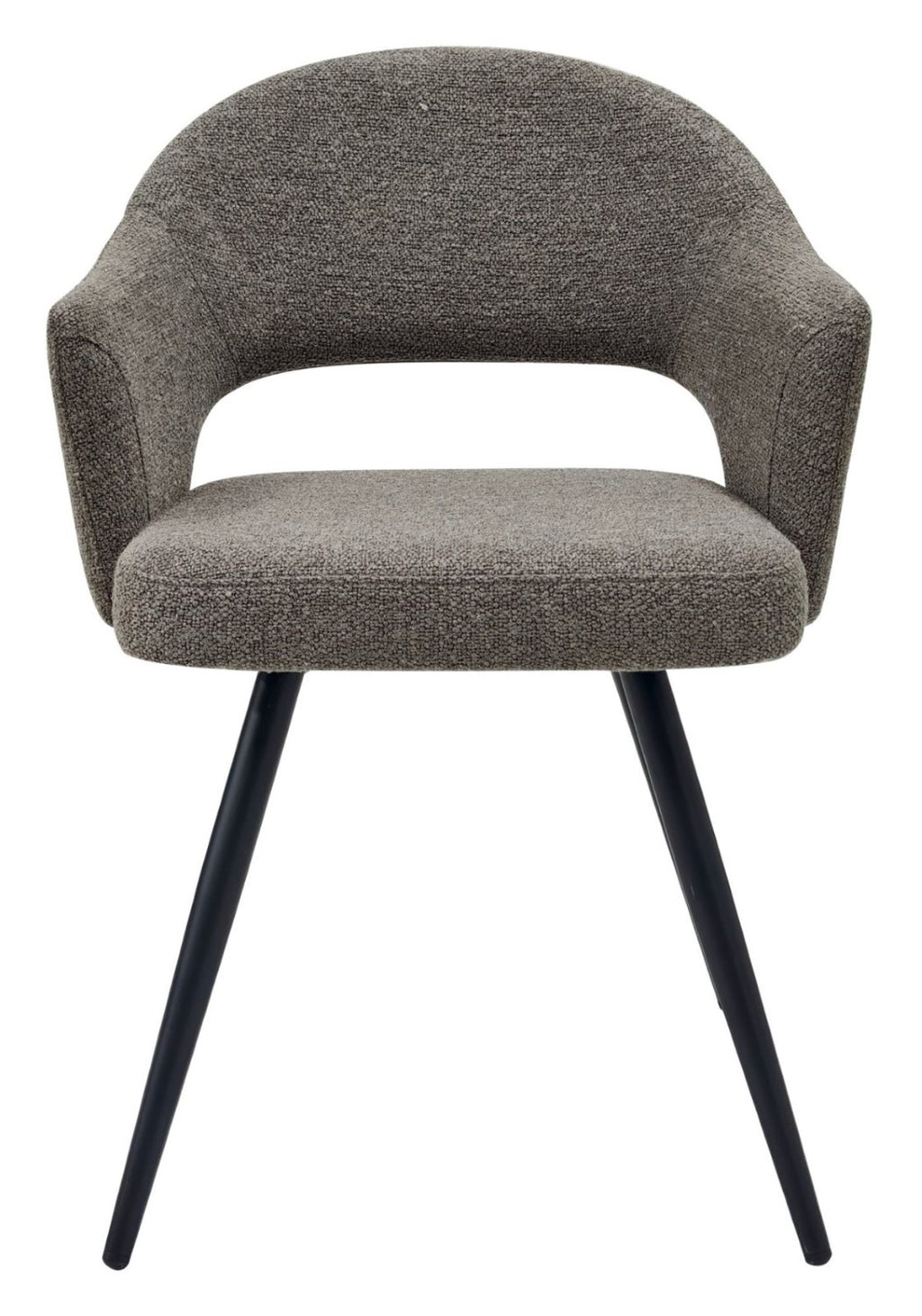 Brown Boucle Fabric Open Back Dining Chair - Home Furniture Interiors