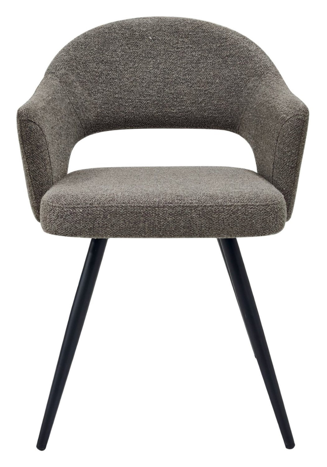 Brown Boucle Fabric Open Back Dining Chair - Home Furniture Interiors