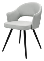 Light Grey Leather Effect Open Back Dining Chair - Home Furniture Interiors