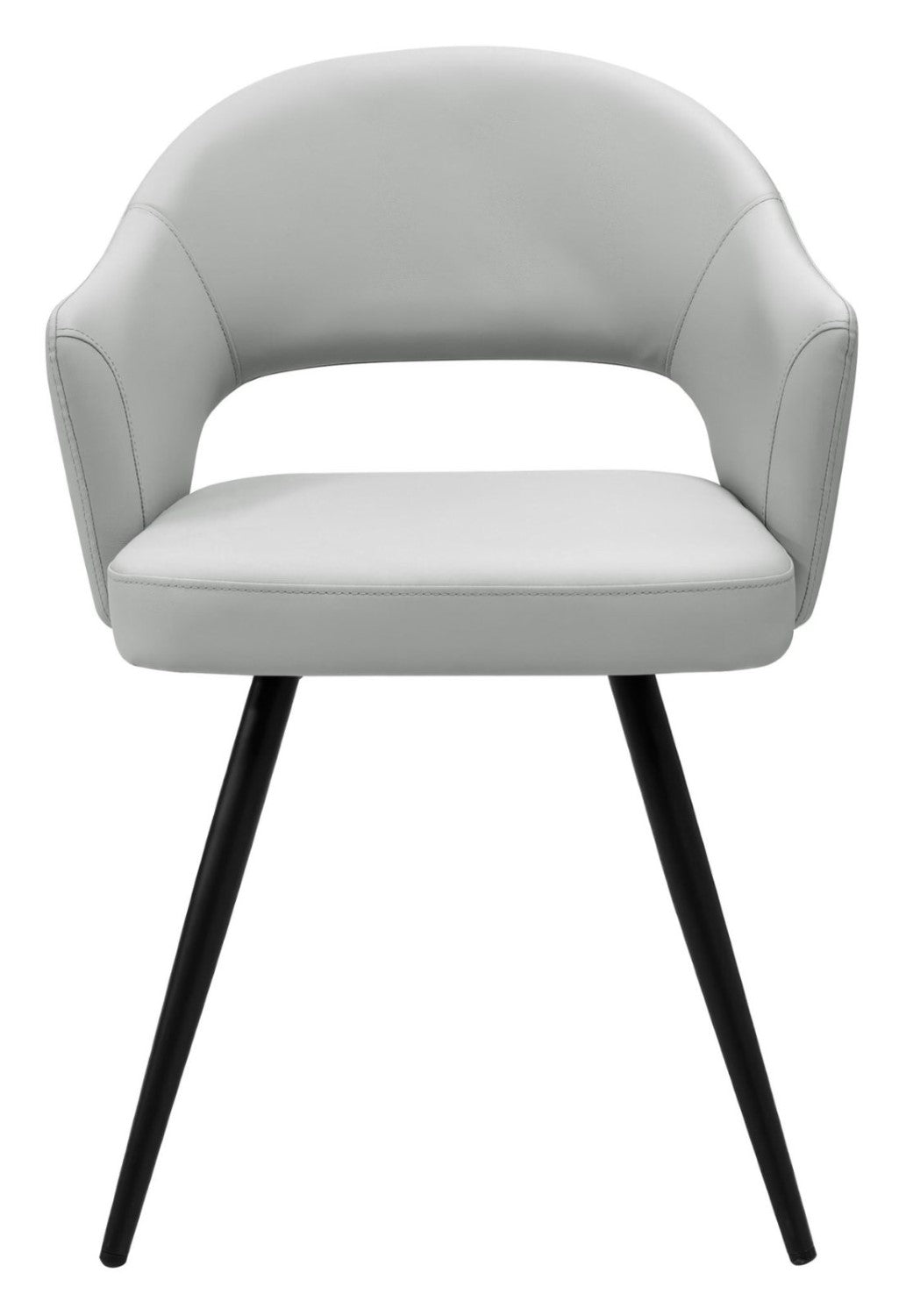 Light Grey Leather Effect Open Back Dining Chair - Home Furniture Interiors