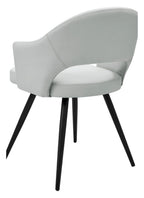 Light Grey Leather Effect Open Back Dining Chair - Home Furniture Interiors