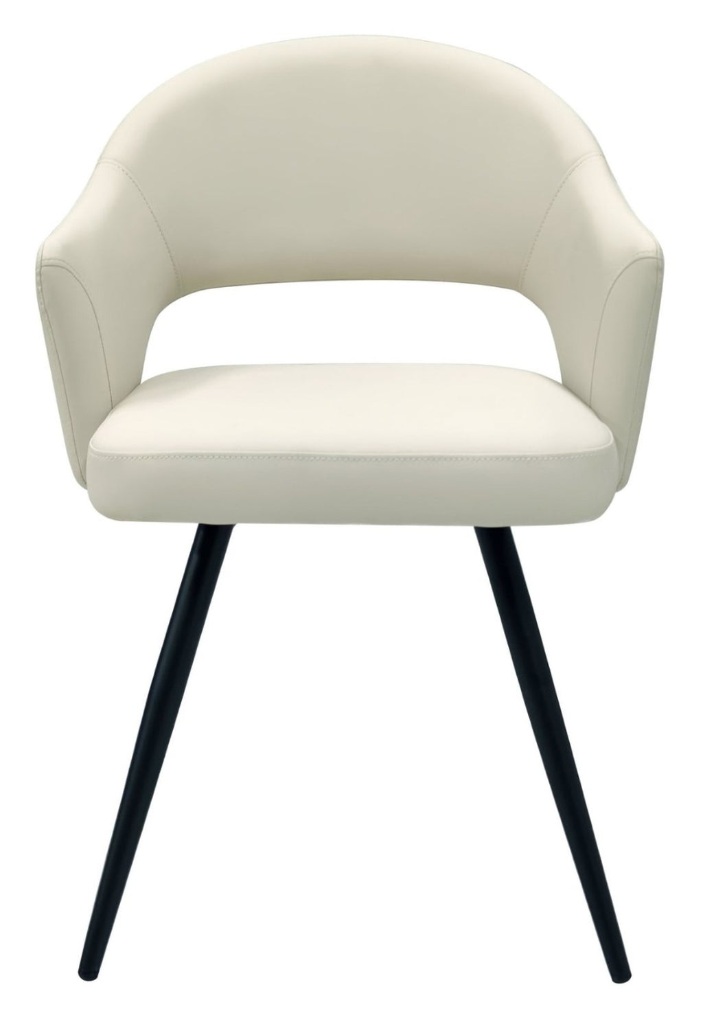 Ivory Leather Effect Open Back Dining Chair Black Legs - Home Furniture Interiors