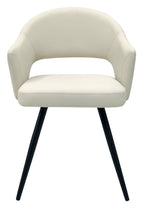 Ivory Leather Effect Open Back Dining Chair Black Legs - Home Furniture Interiors